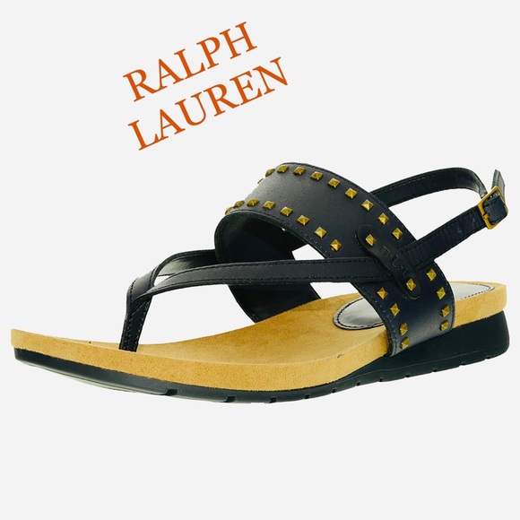 Lauren Ralph Lauren Shoes - RALPH LAUREN - NAVY LEATHER SANDALS